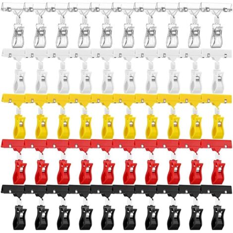 [NUNCA UTILIZADO]50 clips de plástico para sujetar carteles, 5 colores, soporte giratorio para etiquetas de precio de plástico para comercialización. (1/4)