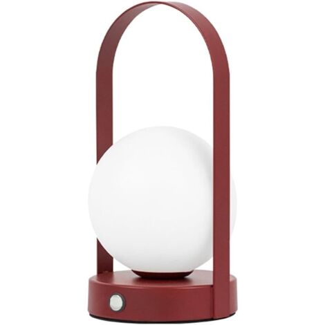 [NUNCA UTILIZADO]Lámpara de mesa portátil de metal regulable para exteriores, lámpara de noche recargable para dormitorio, color rojo vino