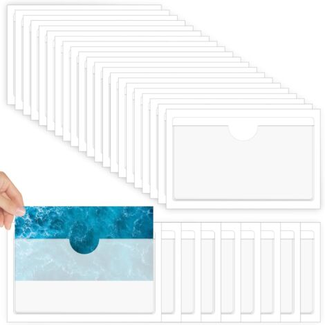 [NUNCA UTILIZADO]40 bolsas adhesivas transparentes, 10 bolsas autoadhesivas de 6 cm, bolsillos adhesivos para tarjetas, portaetiquetas de plástico transparente para organizar y clasificar (1/5)