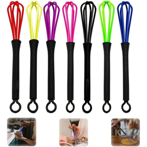 [NUNCA UTILIZADO]Herramienta mezcladora, 7 piezas de batidor de cocina de plástico, mini batidor de globo, herramienta mezcladora, batidor de peluquería, plástico para mezclar/batir utensilios de coci (1/4)