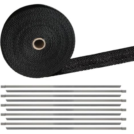 [NUNCA UTILIZADO]Ruban De Protection Thermique 15 Muspuff, Ruban De Protection Thermique 15 Mus Fiber De Verre, Noir 15 Ruban Muspuff Avec 10 Attaches De CâBle En Acier Inoxydable (15 M) (1/5)