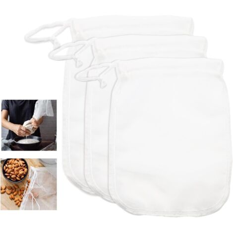 [NUNCA UTILIZADO]Bolsa reutilizable para leche vegetal, filtro de nailon de malla fina para leche vegana de frutos secos, leche de almendras, zumo de frutas, café, queso y vino. 3 tamaños (SML)