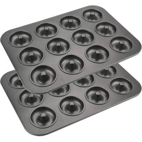 [NUNCA UTILIZADO]Molde para 2 donas de 12 agujeros, antiadherente, de acero, ideal para cupcakes, magdalenas y chocolate, 28 x 40 x 2 cm (1/5)