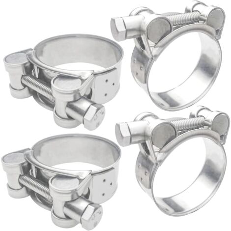 [NUNCA UTILIZADO]4 abrazaderas de perno de 44-47 mm, abrazadera para manguera de gasolina, acero inoxidable 304, abrazadera de escape para equipos de ingeniería, embarcaciones y motocicletas. (1/5)
