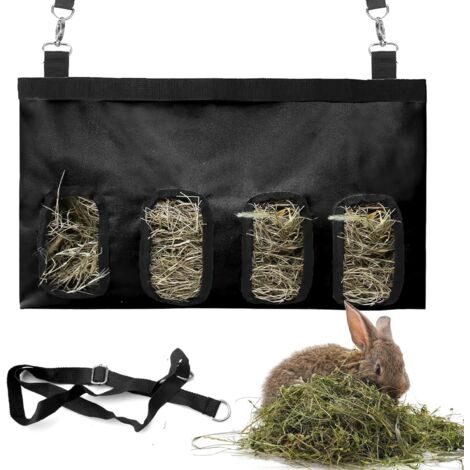 [NUNCA UTILIZADO]Bolsa de heno para conejos, 4 ventanas, comedero para conejos, animales pequeños, bolsa de heno, bolsa de heno colgante, bolsa de heno para cobayas, bolsa de almacenamiento
