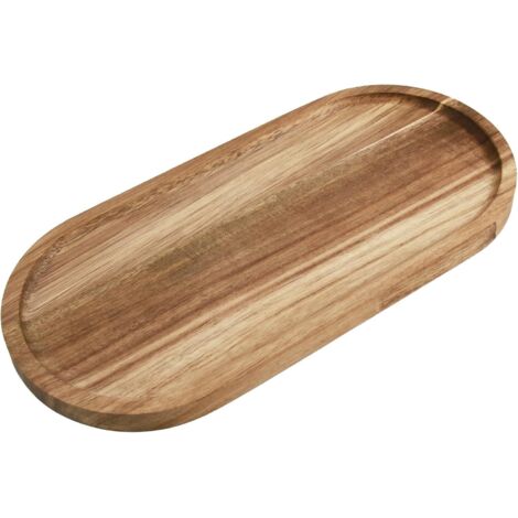 [NUNCA UTILIZADO]Bandeja decorativa elíptica de acacia, 30 x 14 x 1,5 cm, bandeja decorativa alargada de madera, bandeja versátil para servir en cocina, salón y oficina, diseño elegante y natural. (1/5)