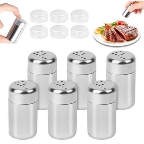 [NUNCA UTILIZADO]Juego de 6 mini saleros y pimenteros pequeños de 5 ml, juego de saleros y pimenteros de mesa, mini dispensador portátil de especias para barbacoa y camping. (1/5)