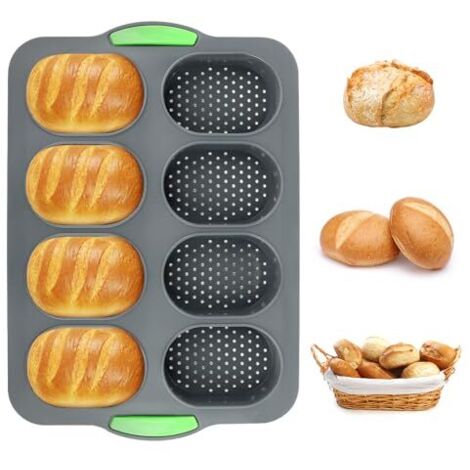 [NUNCA UTILIZADO]Molde de silicona para hornear pan, molde para baguette, molde perforado antiadherente para pan francés, 34 x 23 cm (1/5)