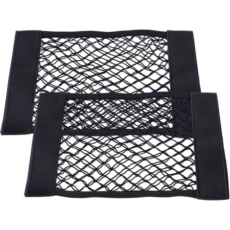 [NUNCA UTILIZADO]Paquete de 2 redes para maletero de coche con velcro, red elástica universal para coche/SUV, resistente para guardar y organizar equipaje (40 x 25 cm)