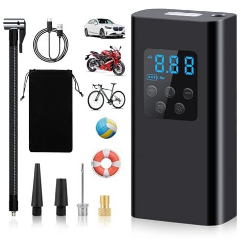 [NUNCA UTILIZADO]Inflador de neumáticos para coche, compresor de aire portátil de 6000 mAh, recargable, para coche, motocicleta y bicicleta.