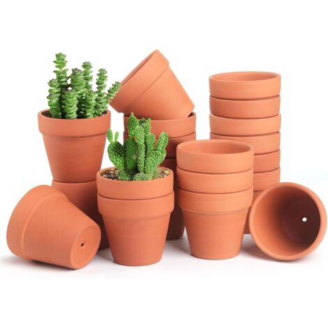 Pack De 24 Macetas De Terracota Pequeñas - 5x5.5 Cm, Con Agujero De Drenaje, Para Suculentas Y Cactus