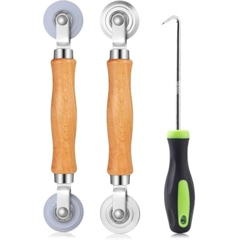 [NUNCA UTILIZADO]3 herramientas para enrollar mosquiteras, reemplazo de mosquiteras, rodillo de acero con mango de madera para instalación de mosquiteras. (1/5)
