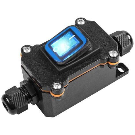 [NUNCA UTILIZADO]Interruptor basculante en línea, interruptor basculante con cable, impermeable, 12 V CC, 25 A, DPST, 4 pines, 12 V, IP68, entrada abierta de doble orificio (azul) (1/4)