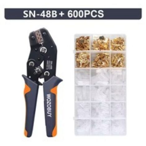 [NUNCA UTILIZADO]Kit de alicates para crimpar terminales eléctricos de 0,5-2,5 mm², con 300 conectores de 3 tamaños, para conectores de pala. (1/5)