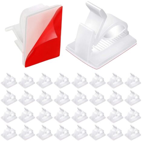 [NUNCA UTILIZADO]150 clips para cables, clips para guardar cables con almohadillas autoadhesivas resistentes, organizador de cables fijo (blanco) (1/5)