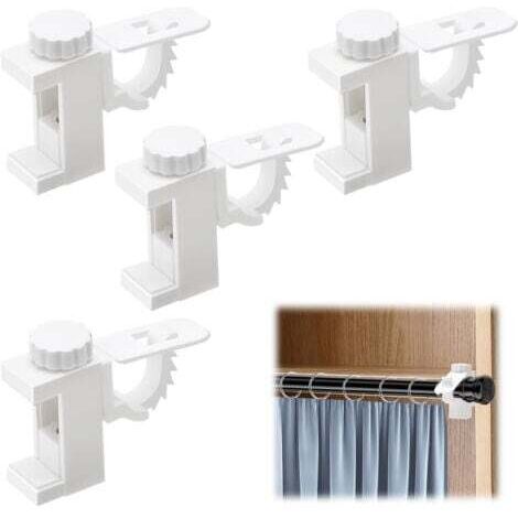 Soporte para barra de cortina (4 unidades), barra transversal ajustable, gancho para toallas para sala de estar/oficina. (1/4)