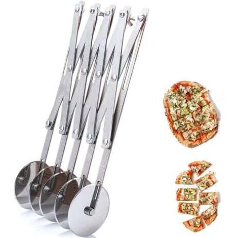 Cortador de pizza de 5 ruedas, divisor de masa de acero inoxidable, rebanador de pizza, cortador de masa para galletas, cuchillo de repostería, cortador de pizza para hornear pasteles (1/4)