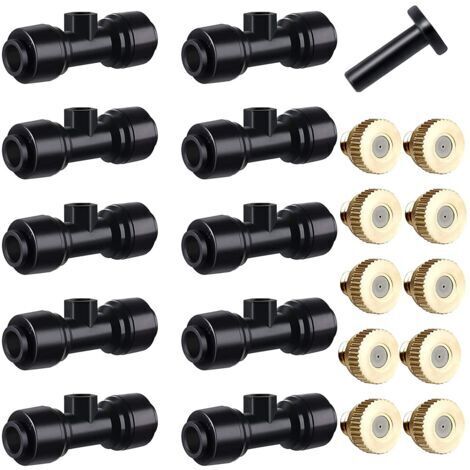 Kit de sistema de riego exterior de 21 piezas, boquilla de pulverización de latón para jardín, boquilla atomizadora, para jardín, terraza, patio, bricolaje, riego de jardín (1/4)