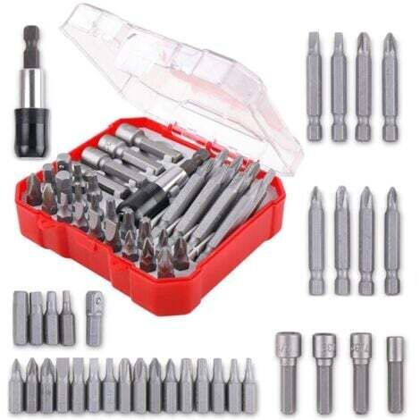 Accesorios Kit de 34 puntas de destornillador, juego de puntas de destornillador extra duras (PH, PZ, T, S, HEX-Bit, adaptador con entrada hexagonal a 1/4", caja de almacenamiento incluida) (1/4)
