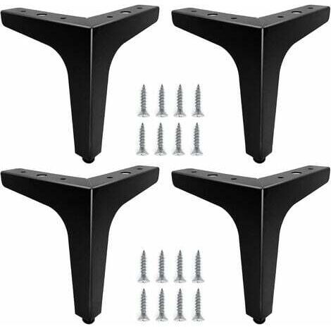 Juego de 4 patas de metal negro para muebles de 15 cm, patas duraderas para sofá, patas para mesa de centro, patas elevadoras de mesa que le permiten elevar o reemplazar mesitas de noche, sofás, sopor