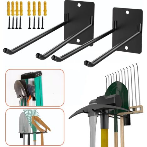 Juego de 2 ganchos resistentes de 30 cm para garaje, ganchos de pared para sillas plegables, cochecitos, escaleras, herramientas de jardín y mangueras. Solución de almacenamiento para el garaje (2 uni (1/5)