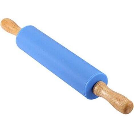 Rodillo de silicona de 30,5 cm con mango de madera y superficie antiadherente para hornear pizzas, masas, pasteles y repostería. (1/4)