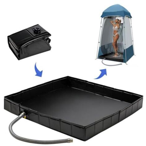 Plato de ducha portátil, 41 x 41 x 5 pulgadas, base de ducha plegable para furgonetas camper con desagüe, ideal para duchas de furgonetas camper y toldos de tiendas de campaña