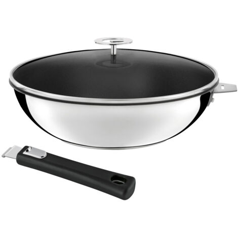 Malice - Wok 28 cm avec revêtement céramique, couvercle et poignée noire (1/5)