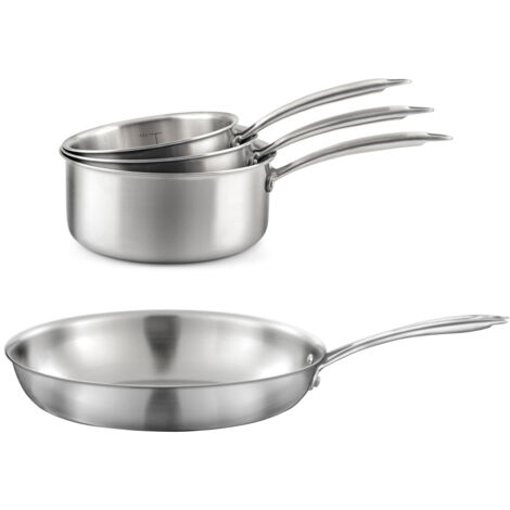 Gourmet - Lot de 3 casseroles inox 16/18/20 cm et 1 poêle inox 32 cm (1/5)