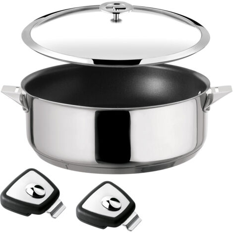 Eclipse - Set 1 sauteuse 24cm revêtement céramique avec couvercle et 2 anses amovibles (1/4)