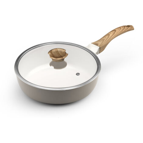 Mythic - Sauteuse 24 cm avec revêtement en céramique blanche et couvercle (1/5)