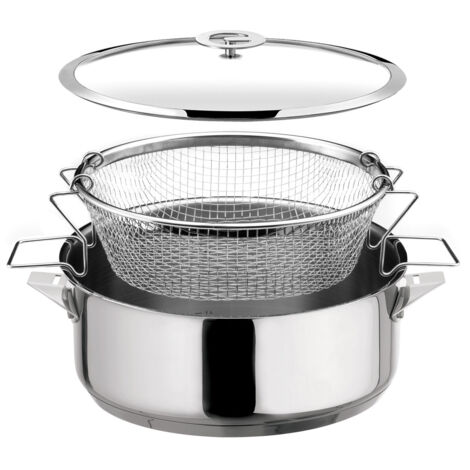 Eclipse - Sauteuse 24 cm revêtue en céramique, couvercle et panier de cuisson pour friture et cuisson à l'eau (1/3)