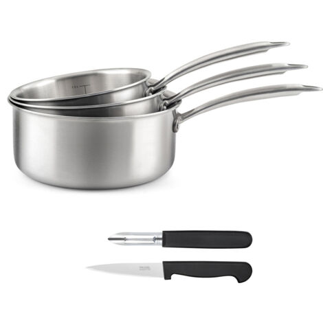 Gourmet - Set 3 casseroles 16/18/20cm inox, 1 éplucheur et 1 couteau office (1/4)