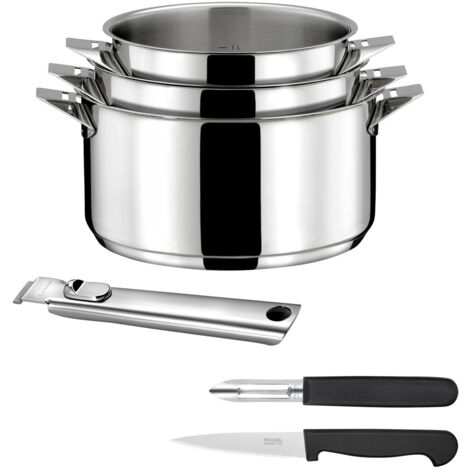 Eclipse - Set 3 casseroles 16/18/20cm inox, 1 éplucheur et 1 couteau office (1/4)