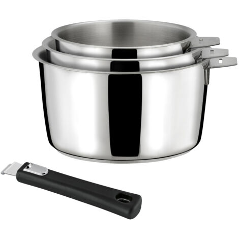 Malice - Série de 3 casseroles 16/18/20cm inox avec poignée noire (1/5)
