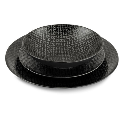 Tweed Noir - Service de vaisselle 18 pièces