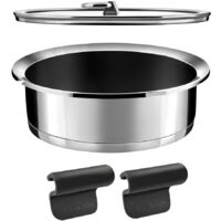 Ycône - Lot 1 sauteuse revêtement céramique 24 cm, 2 anses et 1 couvercle