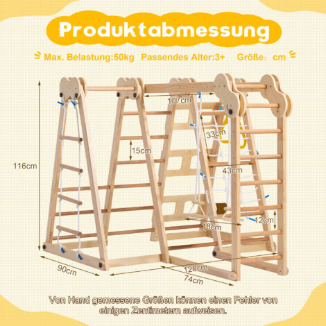 Teedum Arco De Escalada Montessori 3 En 1 Para Niños – Triángulo Convertible + Cojín + Portalápices, De 6 Meses A 9 Años, Madera Natural Con Certificado CE Y Anti-vuelco