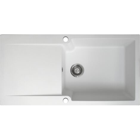 Essebagno Lisse fregadero reversible 1 cubeta grande 1 escurridor en resina blanca