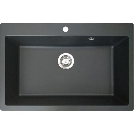 Essebagno Sierra Fregadero de una sola cubeta grande 76x50 en resina negra