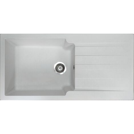 Essebagno Sierra Fregadero de 1 cubeta grande con escurridor de resina blanco