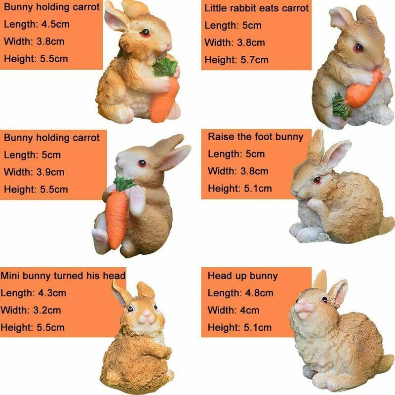 Figurines Lapins Résine Lot De 15 Mini Lapins Bluelves - Figurines Résine Pâques - Décoration Micro Paysage - Cadeau Enfant Décoration Pâques Lapins