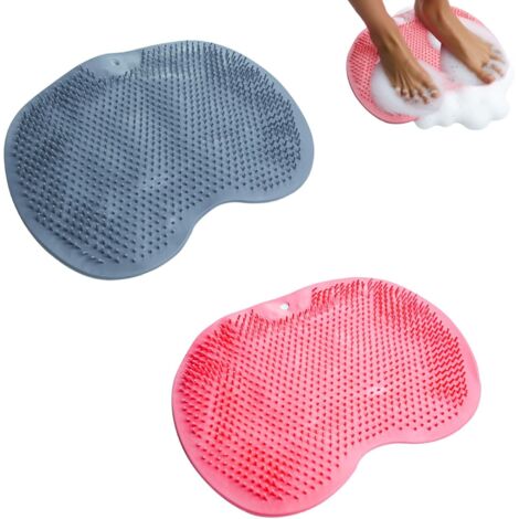 Tapis Douche exfoliant pour Les Pieds avec ventouses antidérapantes, Coussin de Massage pour Le Dos, exfoliant en Silicone pour Le Dos et Le Corps, pour Un Spa à Domicile,Clear