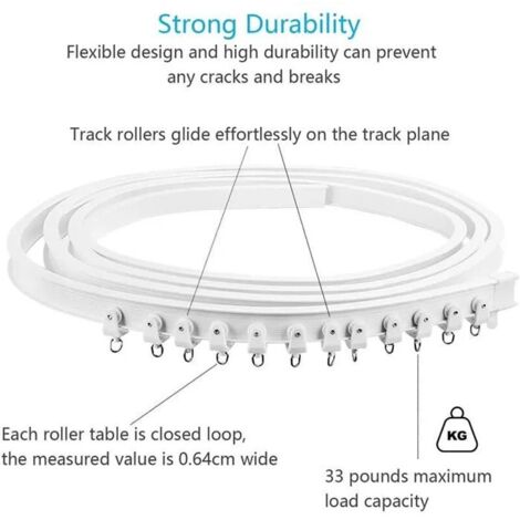 Tringle Rideau Arrondie Rail Rideau Plafond 3m EFUTURETIME - Flexible & Silencieux | ABS Pliable | Séparation Pièce Installation Rideau Sans Perçage Tringle Rideau Arrondie Rail Rideau Plafond 3m EFUTURETIME - Flexible & Silencieux | ABS Pliable | Séparation Pièce Installation Rideau Sans Perçage