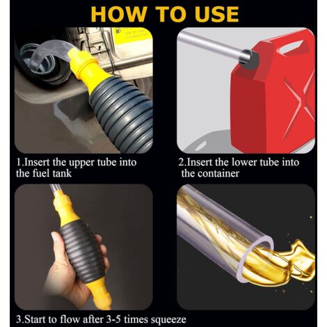 Pompe Manuelle Carburant Pompe à Siphon Manuelle Flaconi - Pour Essence, Gasoil, Eau - 2 Tuyaux PVC (1,2m + 0,8m) Pompe Amorçage Liquide