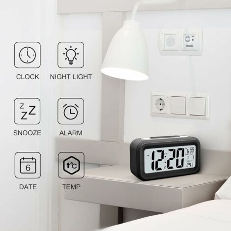 Réveil Digital LED Avec écran Courbé - Haute Luminosité, Silencieux, Alimentation Secteur Ou Piles, Design Moderne