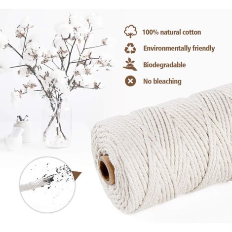 Cordelette Macramé Coton 1.5mm - Lot De 3 Rouleaux De 100g - Pour Création DIY, Suspensions, Sacs, Décoration Bohème - 8