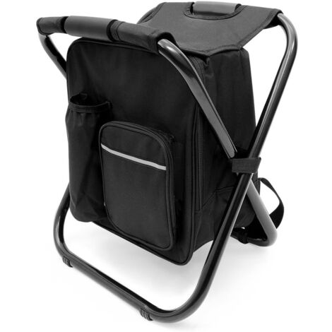 Tabouret Chaise de pêche avec sac à dos pliable 3 en 1 Noir | Leroy Merlin