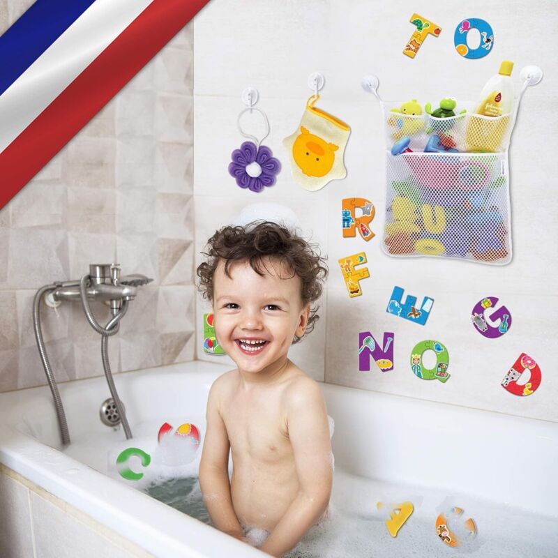 Filet Rangement Jouets De Bain – Avec 2 Ventouses | Organisateur Douche Pour Jouets, Shampooings, Baignoire Bébé