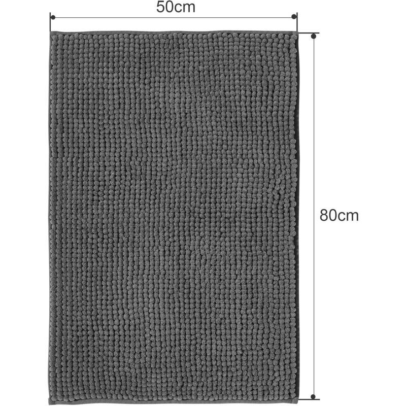 Chakme Tapis De Bain Antidérapant - Doux Et Absorbant - Pour Salle De Bain - Gris Foncé - 43 X 61 Cm